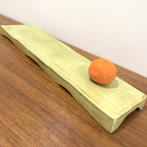 Aletha Soule Studio Earthenware Pottery Fruit Tray Serving Tray 18.5" Kiwi Green - Picture 2 of 11